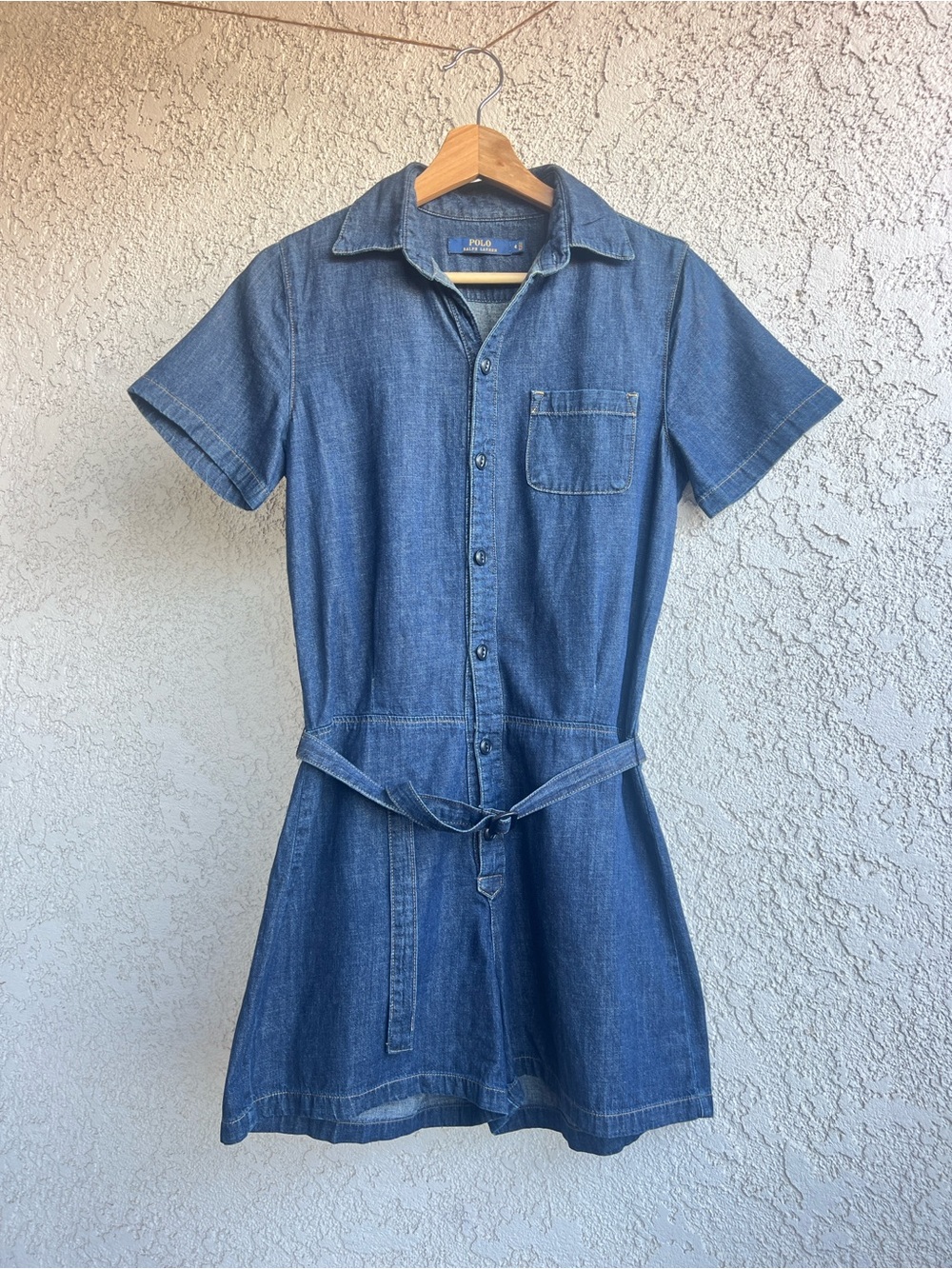 Polo by Ralph Lauren Blue Denim Short-Sleeve Romper Dress